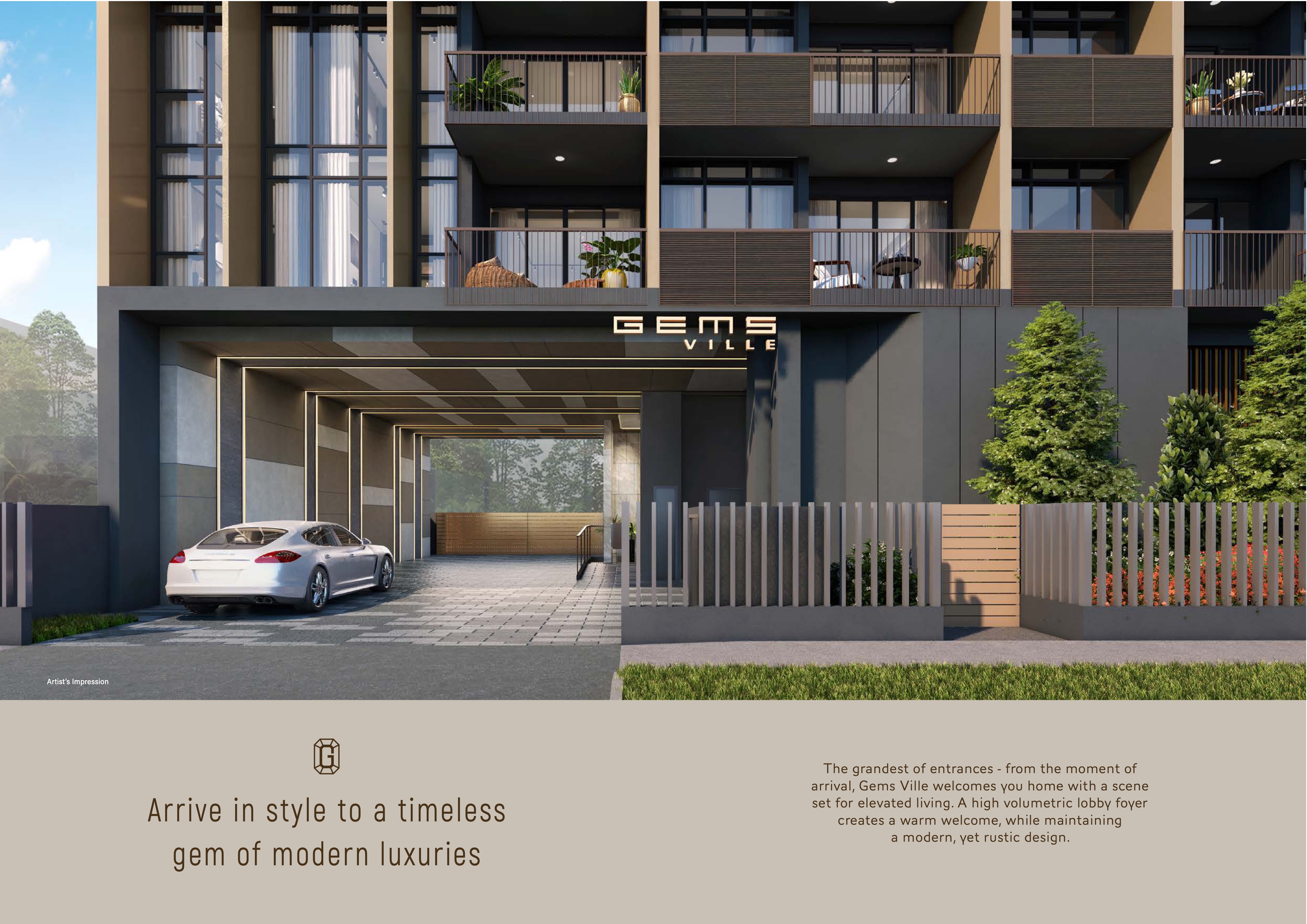 Grand entrance driveway and lobby